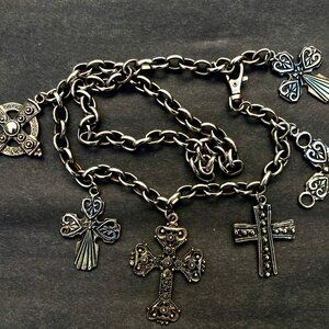 Vintage 6 Crosses Pendant Chain Belt